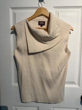 SSYS Sleeveless Draped Cowl Neck Top in Cream
